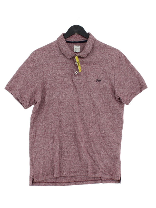 Jack Wills Men's Polo M Red 100% Cotton
