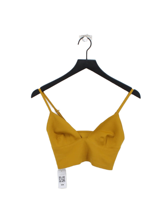 Free People Women's Top S Yellow Polyester with Elastane