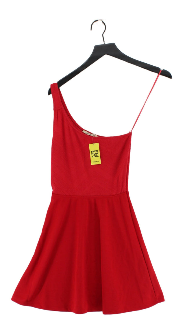 Bershka Women's Midi Dress S Red 100% Polyester