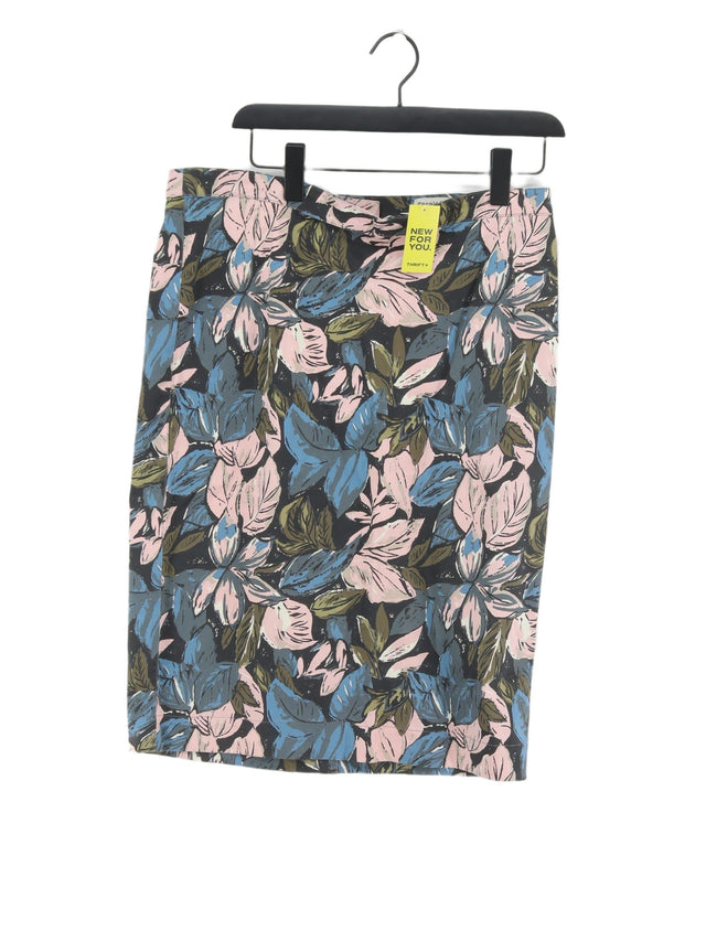 People Tree Women's Midi Skirt UK 16 Multi Cotton with Elastane