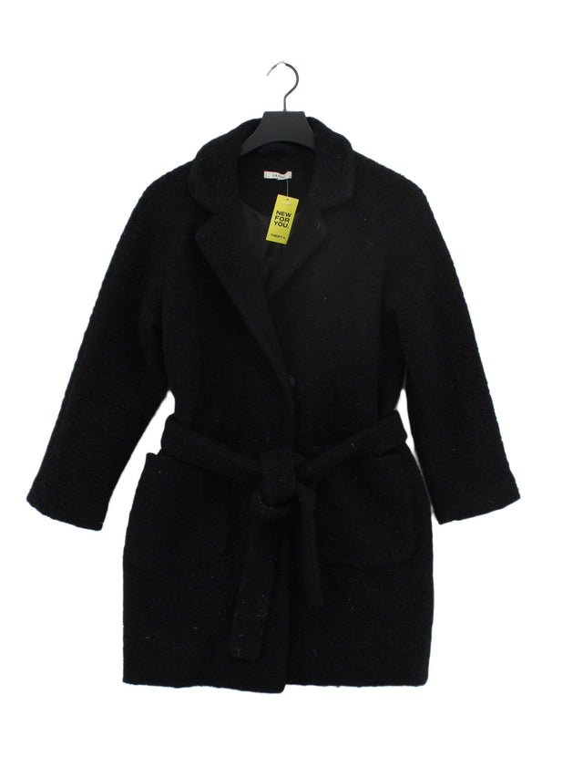 Ganni Women's Coat UK 6 Black Wool with Polyester