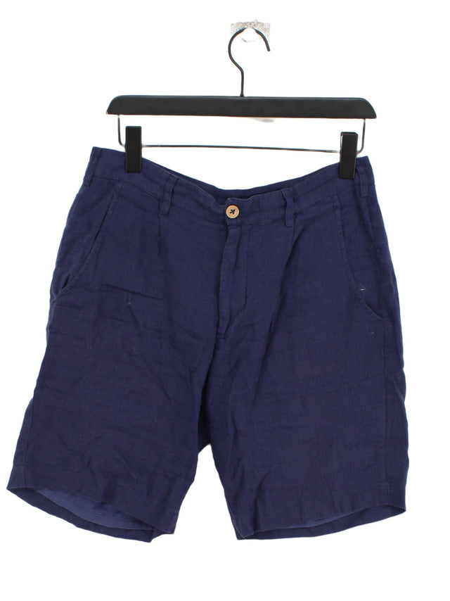 Aspiga Men's Shorts S Blue Linen with Cotton