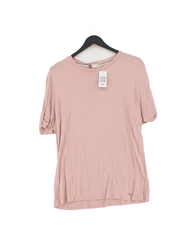 Ted Baker Women's T-Shirt UK 12 Pink Viscose with Elastane