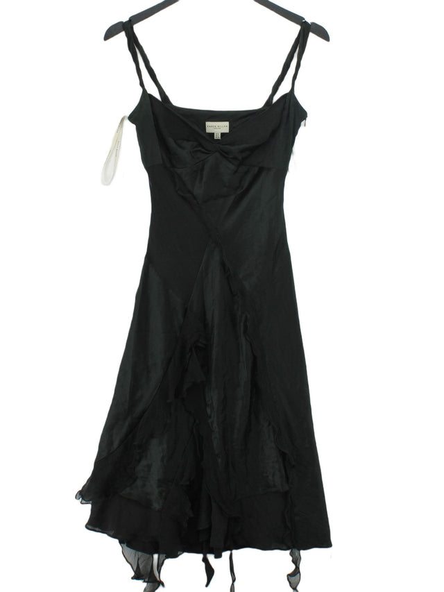 Karen Millen Women's Midi Dress UK 8 Black Silk with Elastane, Polyester