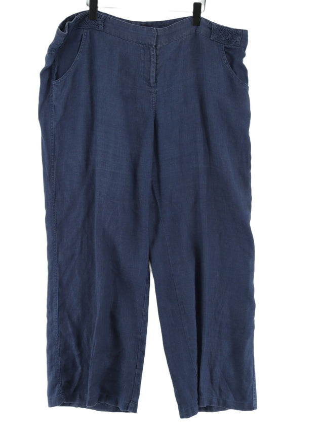 Rocha.John Rocha Women's Trousers UK 22 Blue 100% Linen