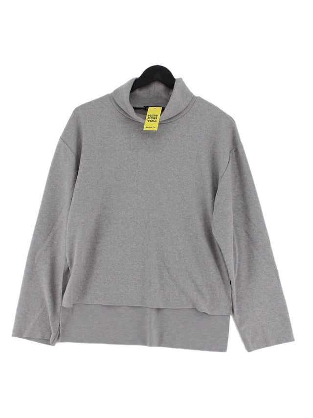 Zara Women's Jumper S Grey Cotton with Elastane, Polyester, Viscose