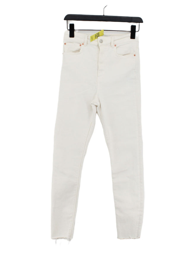 Zara Women's Jeans UK 8 Cream Cotton with Elastane, Polyester