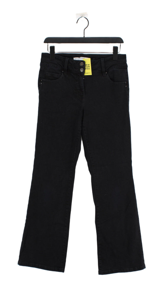 Next Women's Jeans UK 12 Black Cotton with Elastane, Polyester