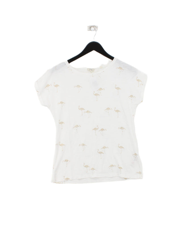 FatFace Women's T-Shirt UK 12 White Cotton with Lyocell Modal