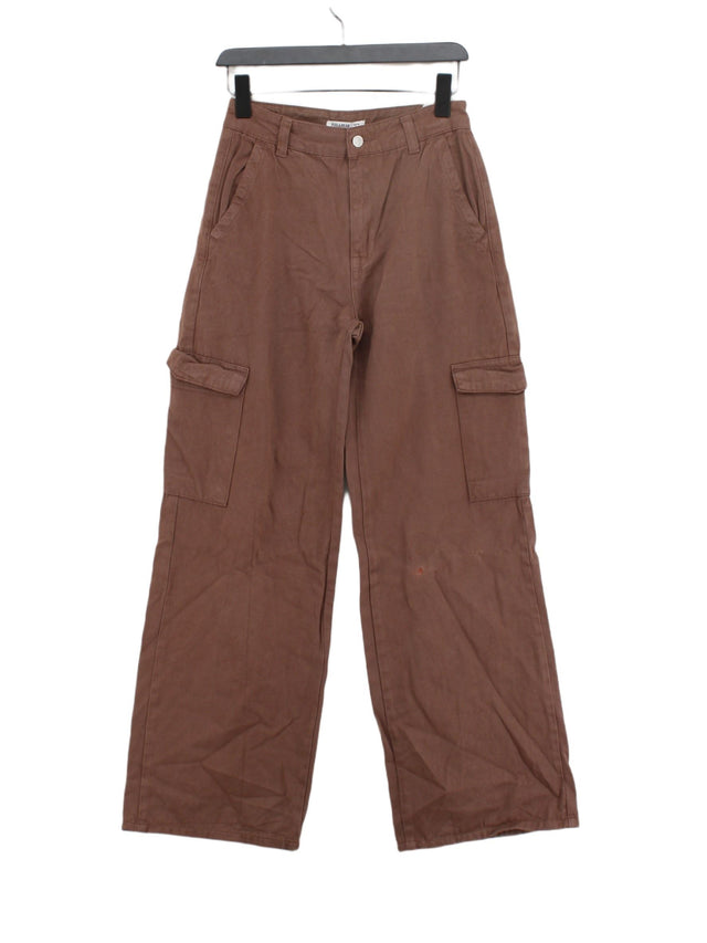 Pull&Bear Women's Trousers UK 8 Brown 100% Cotton
