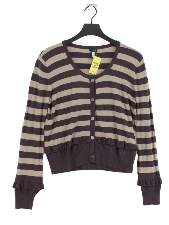 Armani Jeans Women's Cardigan L Brown Polyamide with Cotton, Wool