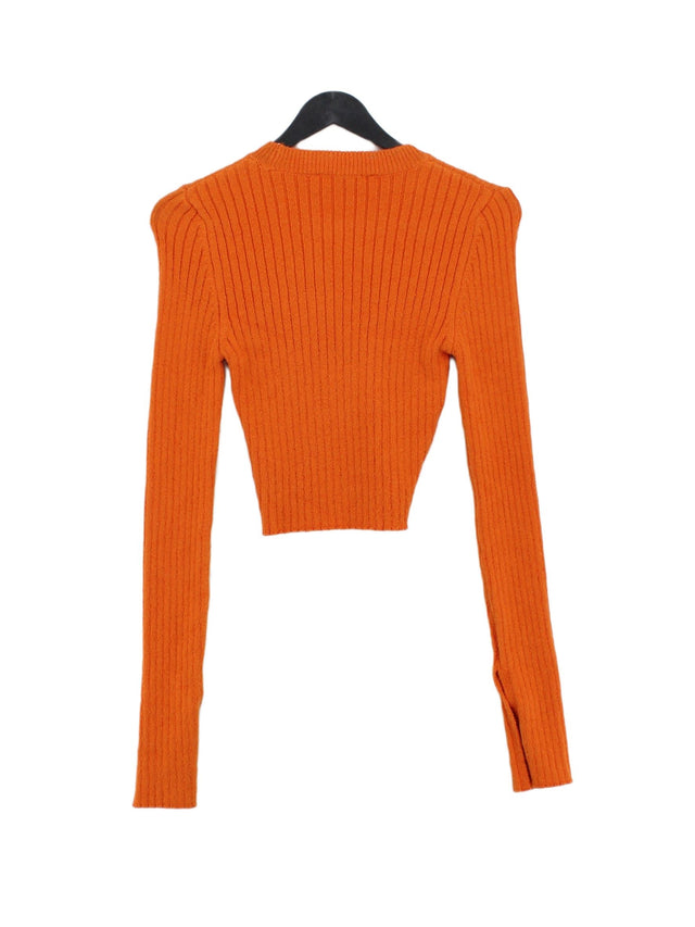 Zara Women's Top M Orange Cotton with Elastane, Polyester