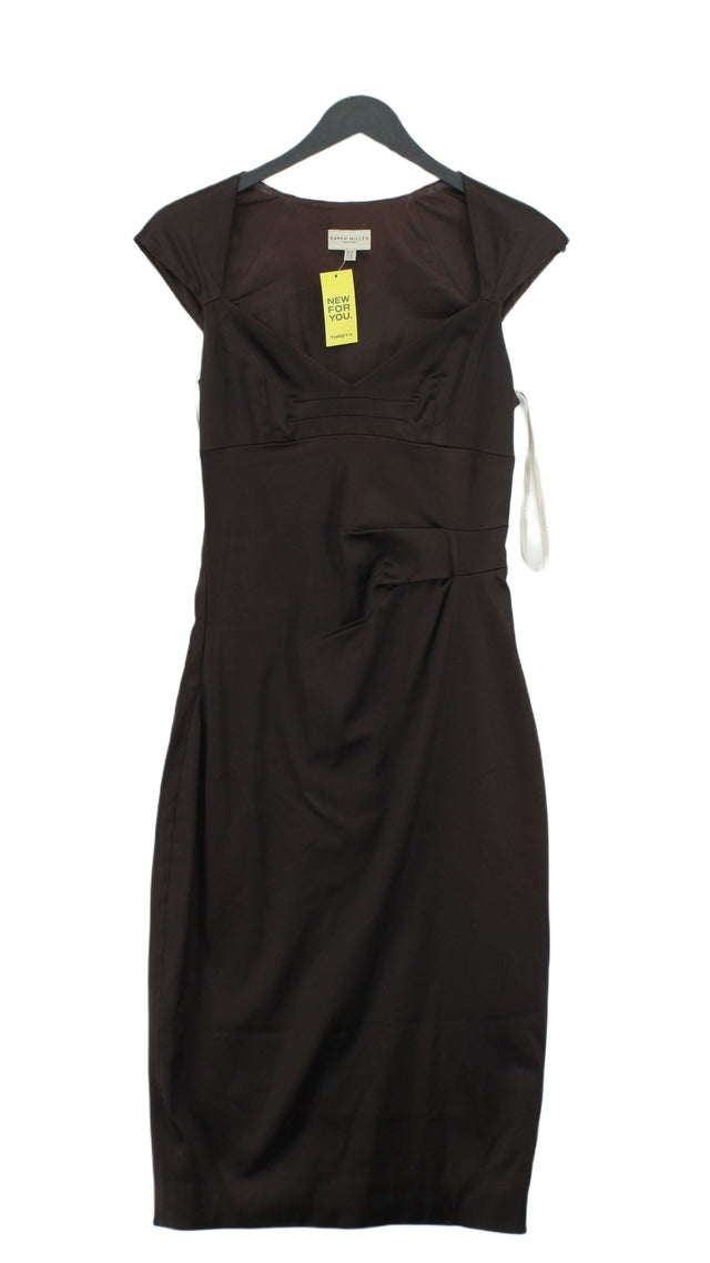Karen Millen Women's Midi Dress UK 10 Brown Other with Elastane, Polyamide