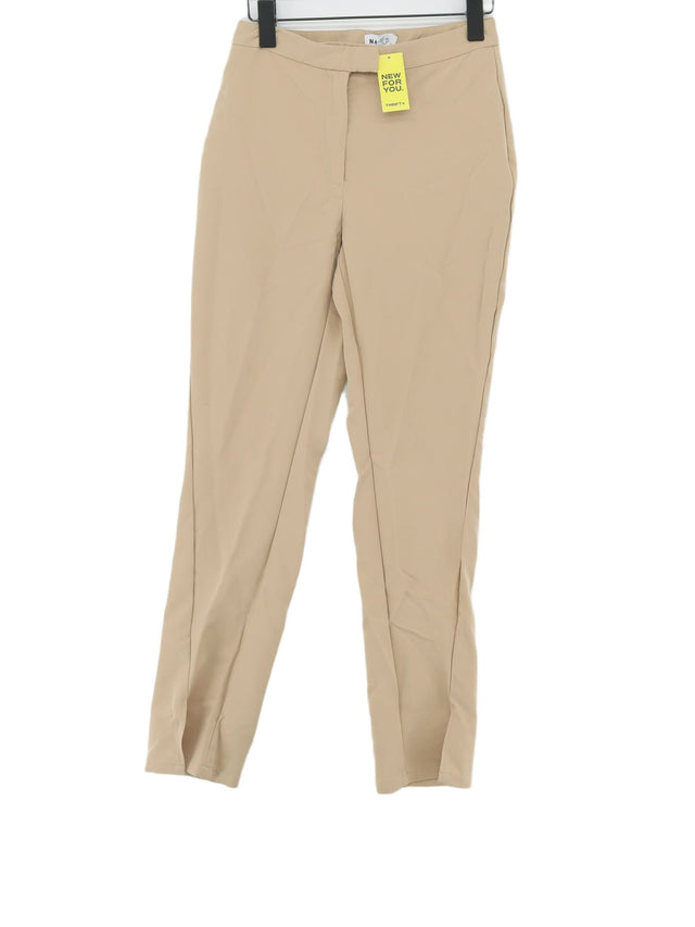 NA-KD Women's Trousers W 36 in Cream Polyester with Elastane