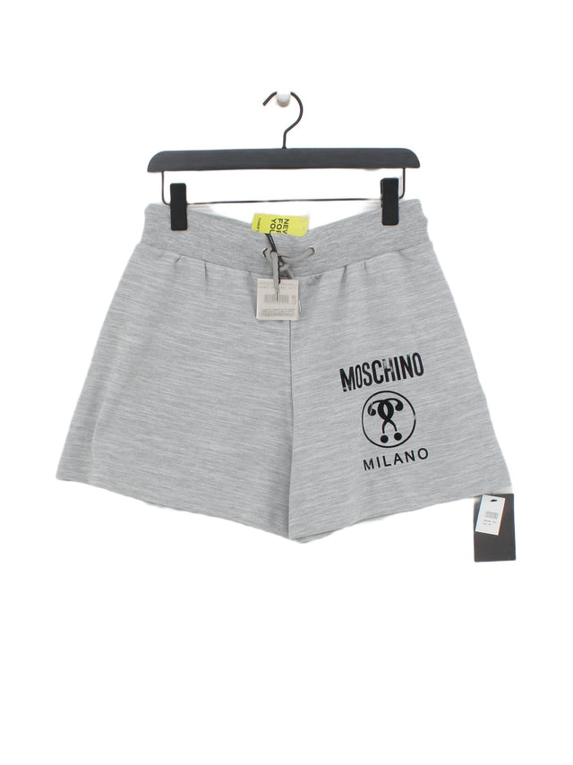 Moschino Women's Shorts UK 14 Grey Polyester with Other, Rayon, Viscose