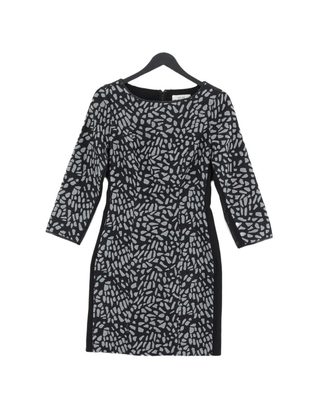 Reiss Women's Midi Dress UK 8 Black Cotton with Polyester