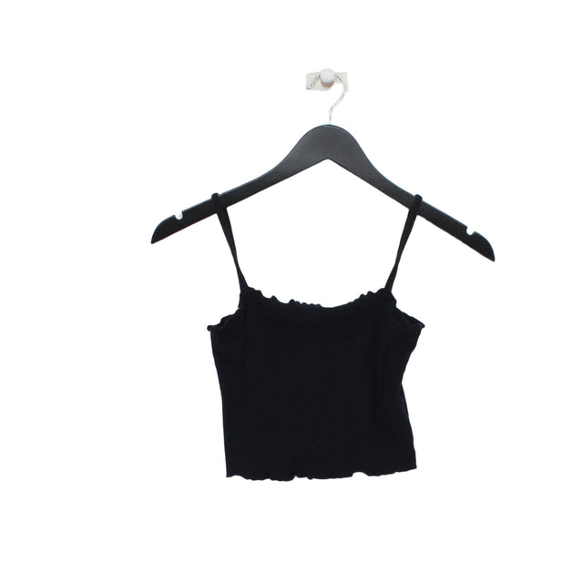 Topshop Women's T-Shirt UK 8 Black Cotton with Elastane