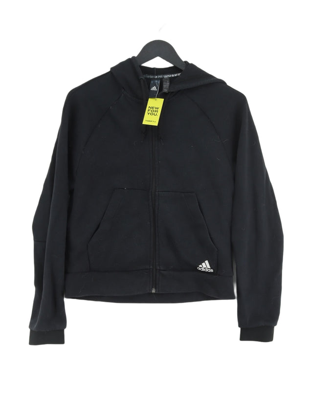 Adidas Women's Hoodie UK 8 Black Cotton with Polyester