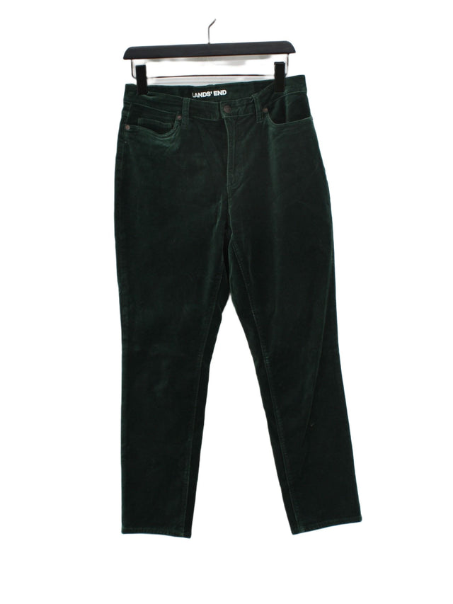 Lands End Women's Trousers UK 14 Green Cotton with Elastane