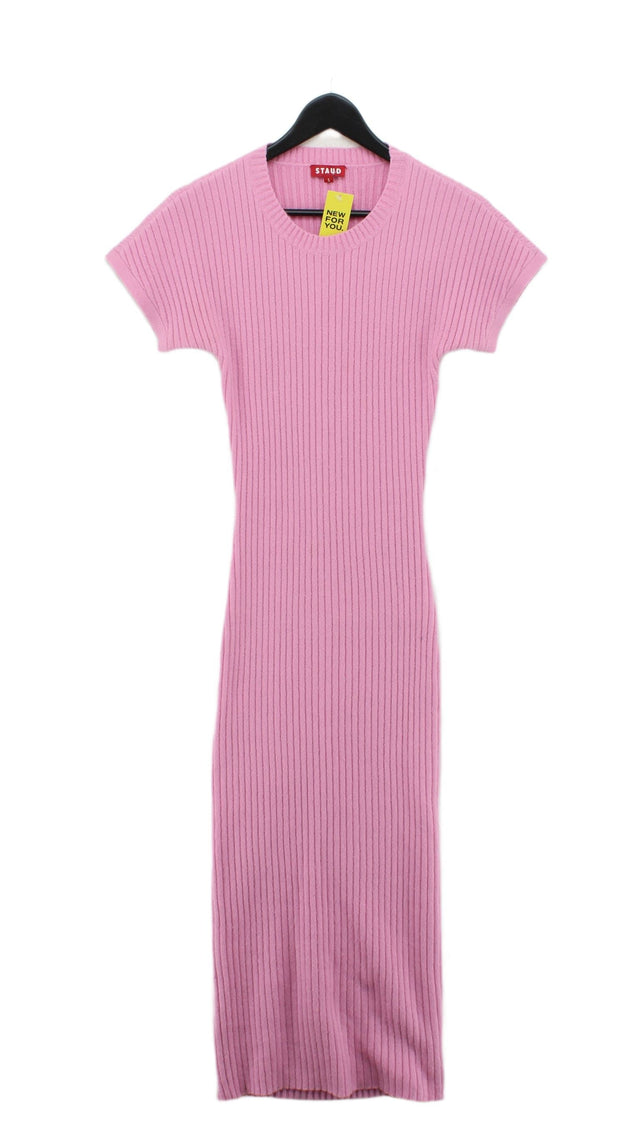 Staud Women's Midi Dress S Pink Acrylic with Polyester, Spandex