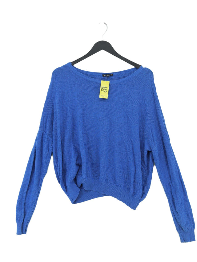 Warehouse Women's Jumper UK 14 Blue Cotton with Acrylic