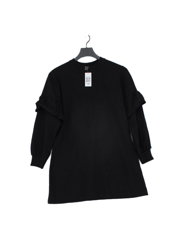 New Look Women's Midi Dress UK 6 Black Cotton with Elastane, Polyester