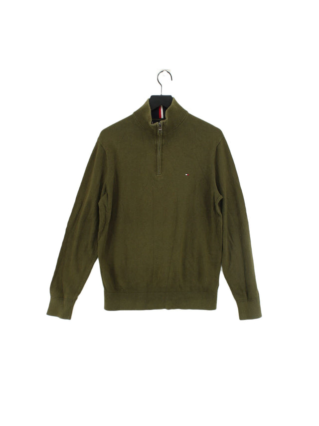 Tommy Hilfiger Men's Jumper L Green Cotton with Cashmere