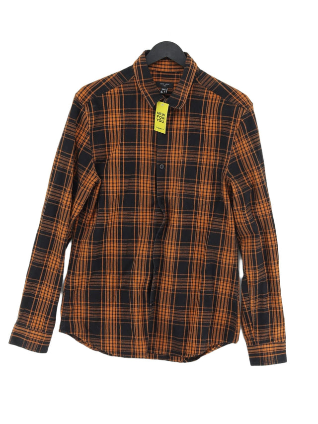 New Look Men's Shirt M Orange Cotton with Polyester, Viscose