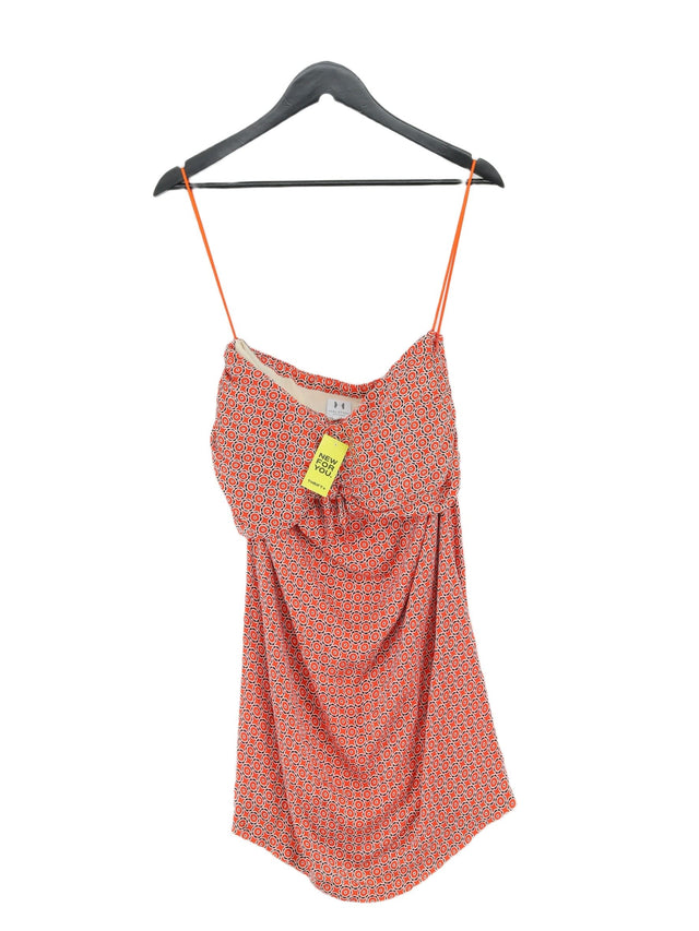 Halston Women's Midi Dress UK 6 Orange 100% Silk