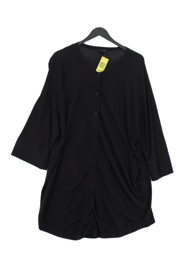 COS Women's Midi Dress M Black Cotton with Silk, Viscose