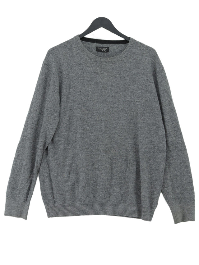 Bruun & Stengade Men's Jumper XXL Grey Wool with Acrylic