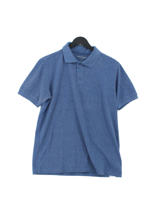 Hush Puppies Men's Polo L Blue Polyester with Cotton