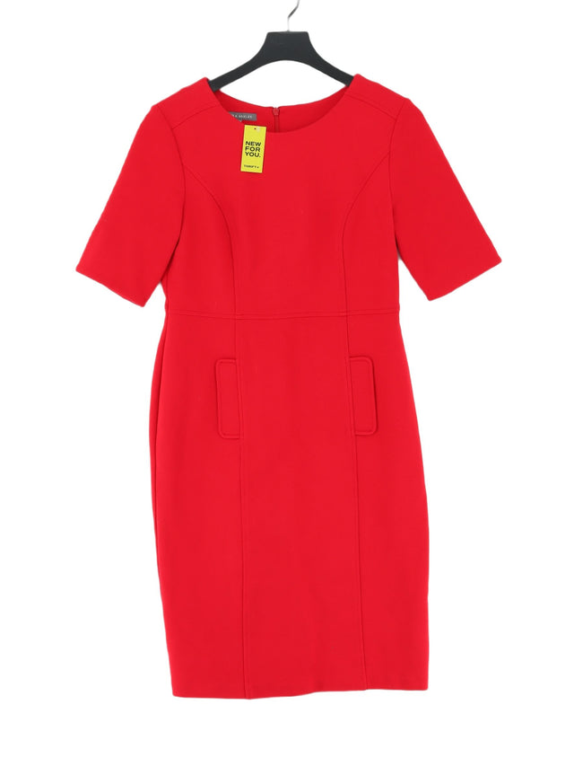 Laura Ashley Women's Midi Dress UK 14 Red Viscose with Elastane, Nylon