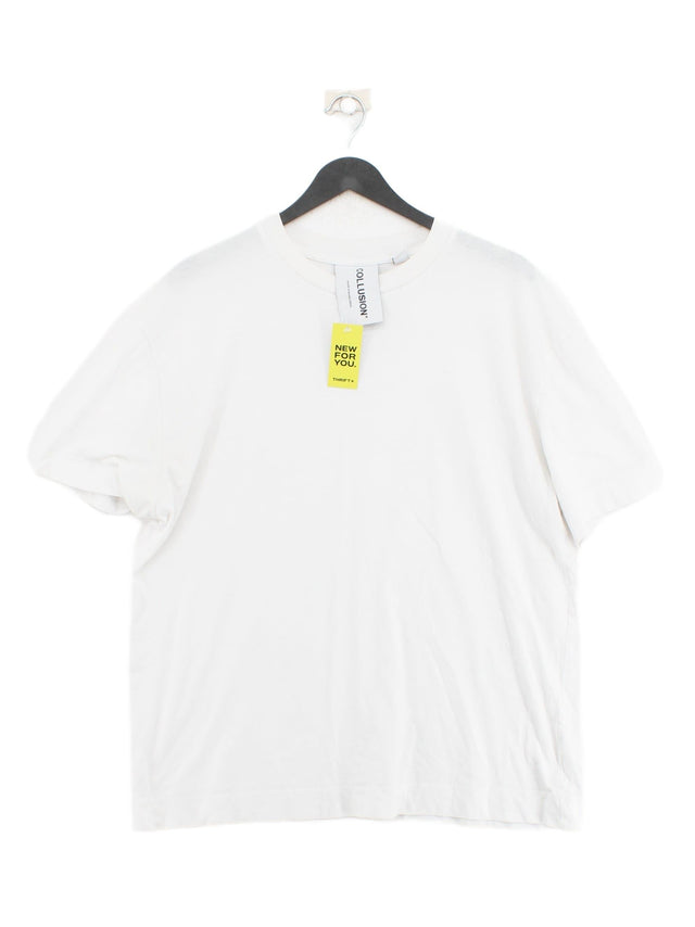 Collusion Men's T-Shirt XL White Cotton with Elastane