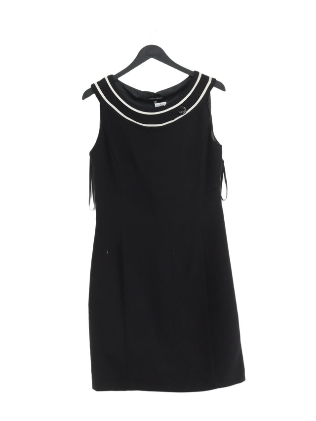Laura Ashley Women's Midi Dress UK 12 Black Viscose with Polyester