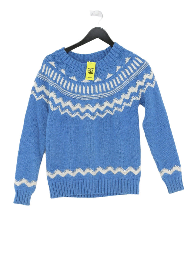 FatFace Women's Jumper UK 6 Blue Wool with Acrylic