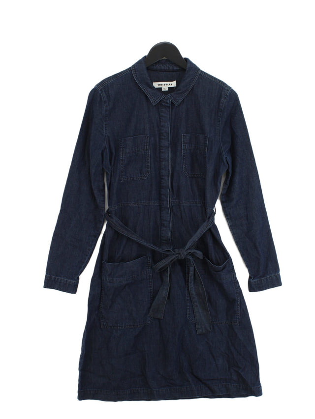 Whistles Women's Midi Dress UK 12 Blue 100% Cotton