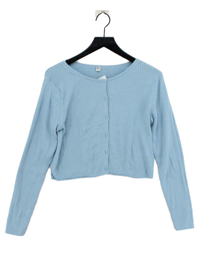 Uniqlo Women's Cardigan XL Blue 100% Cotton