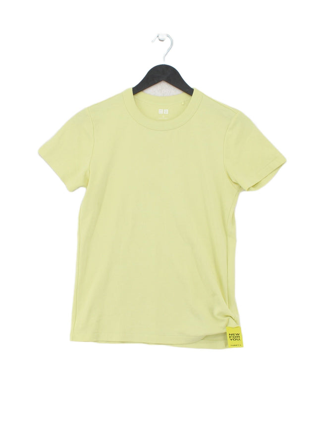 Uniqlo Women's T-Shirt S Yellow 100% Cotton