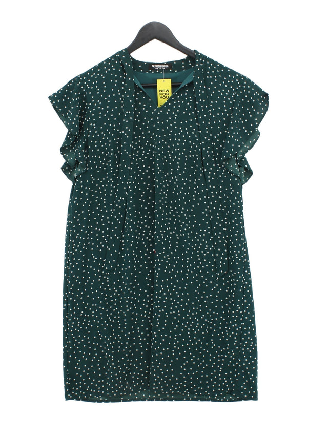 Fashion Union Women's Midi Dress UK 14 Green 100% Polyester