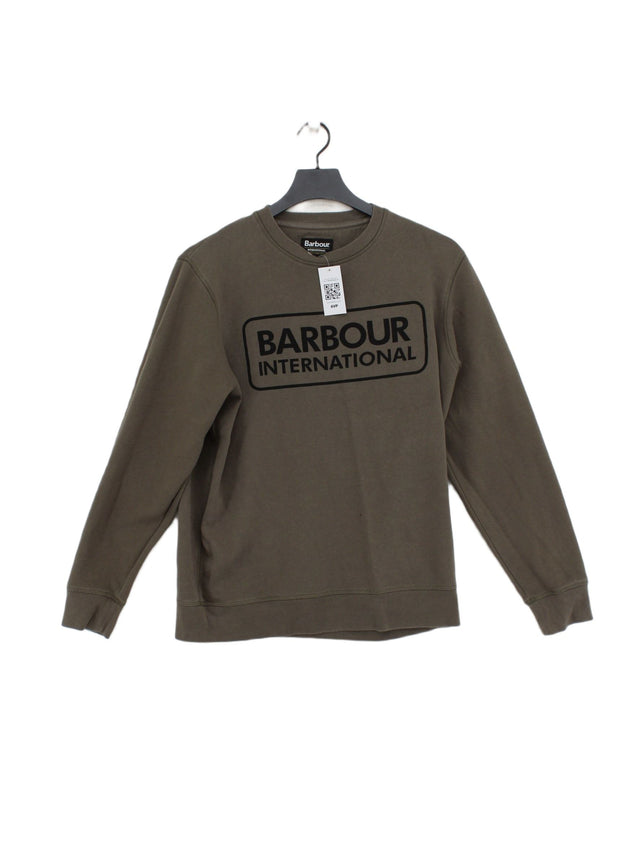 Barbour Men's Hoodie L Green Cotton with Polyester