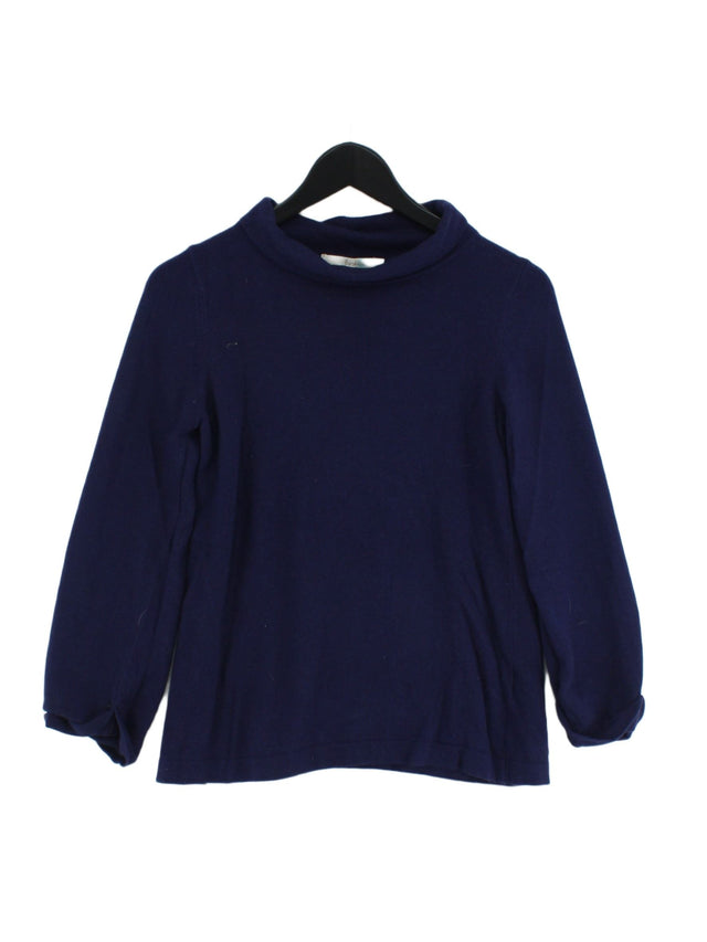 Boden Women's Jumper UK 10 Blue Cotton with Cashmere, Nylon, Viscose