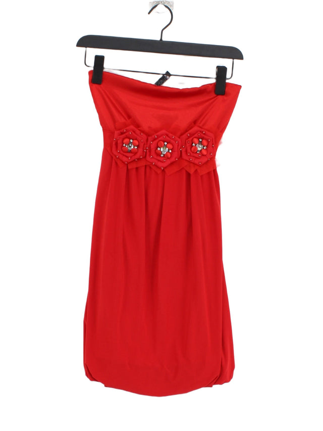 Bay Women's Midi Dress UK 10 Red Polyester with Elastane