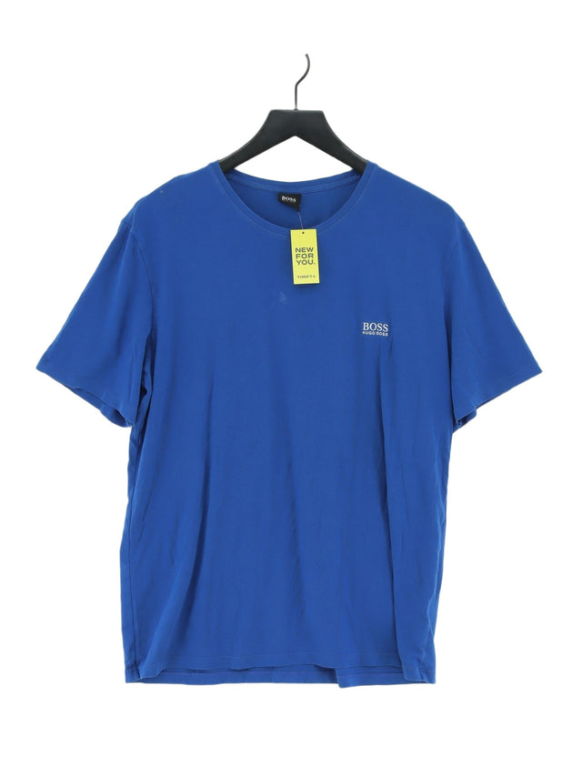 Hugo Boss Men's T-Shirt L Blue Cotton with Elastane