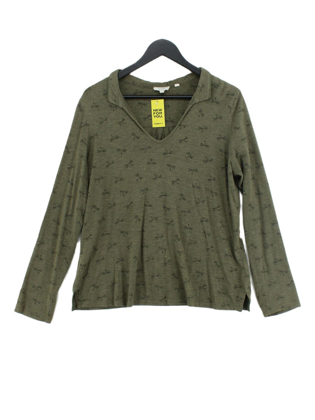 FatFace Women's Top UK 14 Green Cotton with Lyocell Modal