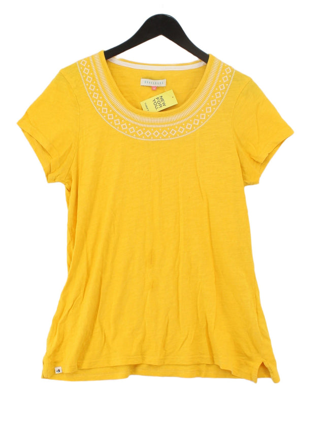 Brakeburn Women's T-Shirt UK 14 Yellow 100% Cotton