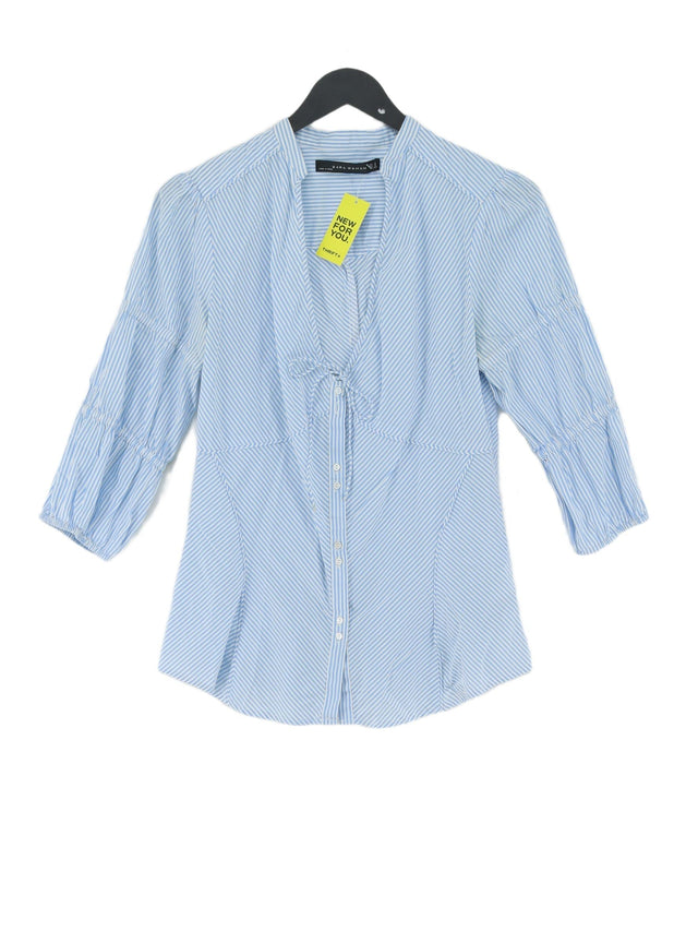 Zara Women's Shirt S Blue Cotton with Elastane, Nylon