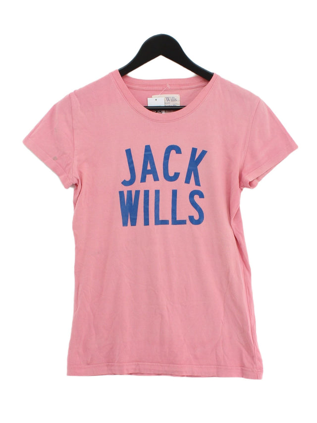 Jack Wills Women's T-Shirt UK 10 Pink 100% Cotton