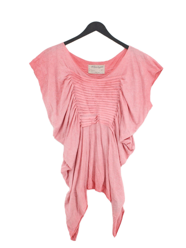 AllSaints Women's Top UK 10 Pink Cotton with Lyocell Modal