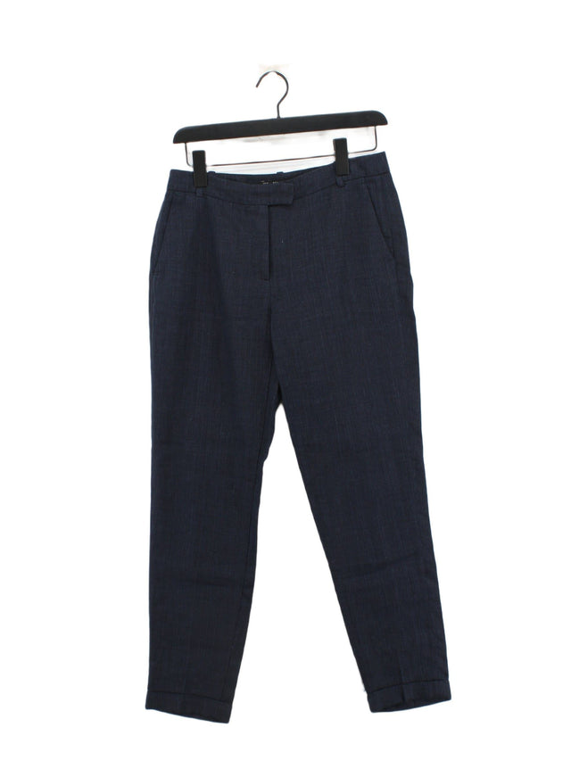 Zara Women's Suit Trousers UK 8 Blue Cotton with Linen